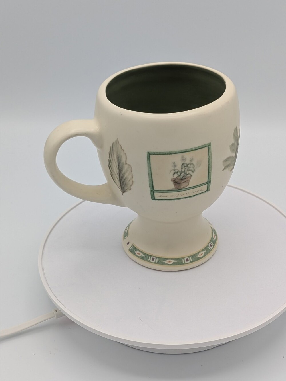 Pfaltzgraff Cream Pedestal Mug with Botanical Accent